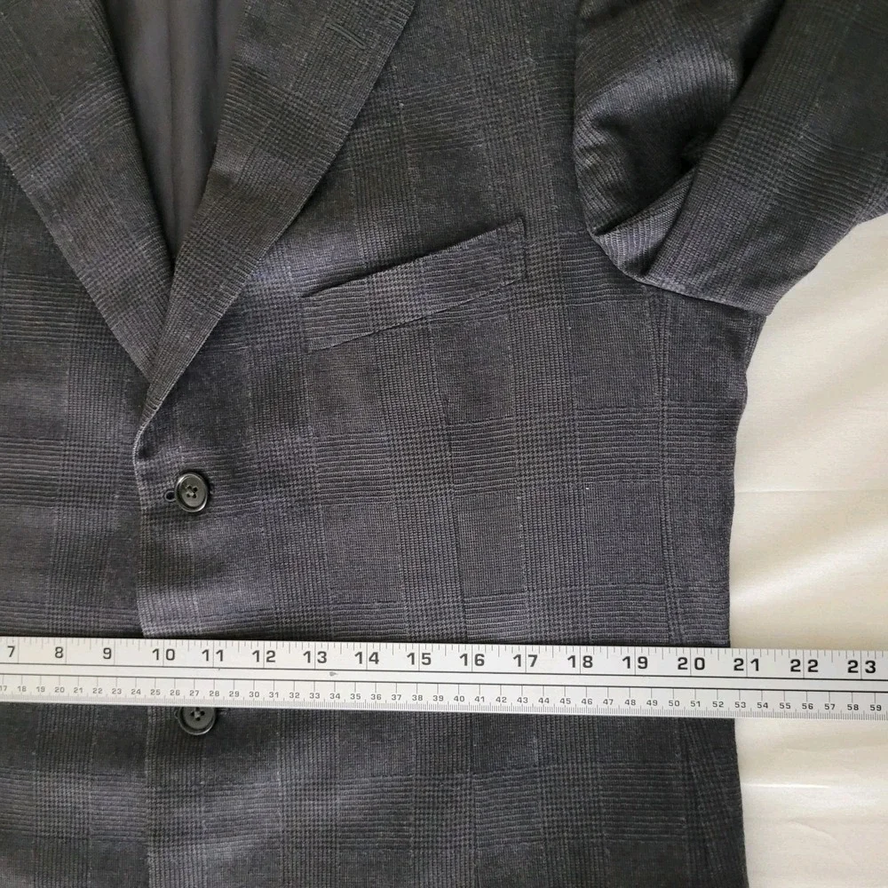 Vtg 90s Ermenegildo Zegna Grey Glen Plaid Wool Cashmere Blazer Sport Coat 42R